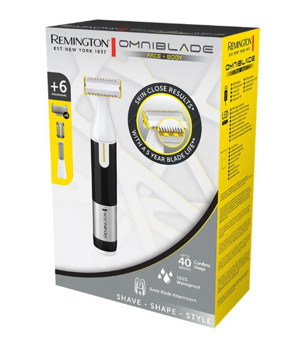 Remington Omniblade Shaver Mens Face & Body Trimmer Rechargeable - 6 Attachments