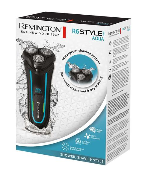 Remington R6 Mens Shaver Wet or Dry Waterproof Rotary Shaver with Stubble Styler