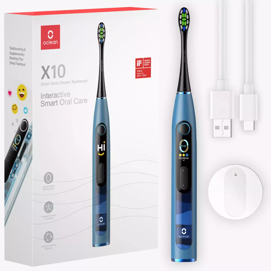Oclean Sonic Toothbush Smart Electric 5 Modes Colour Display - X10 DeepDive Blue